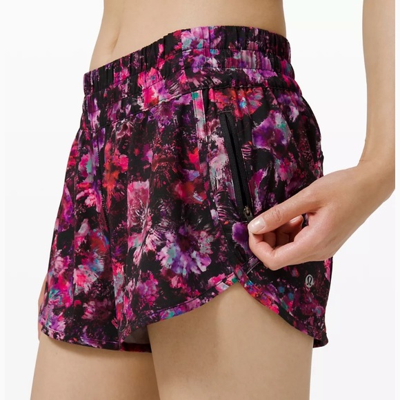 LULULEMON TRACKER SHORT 4”-FLUORO FLORAL MULTI, 8 - Picture 4 of 13